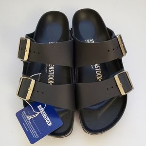New Birkenstock Arizona Black Gold Sandals